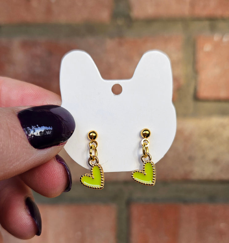 Studs with green heart