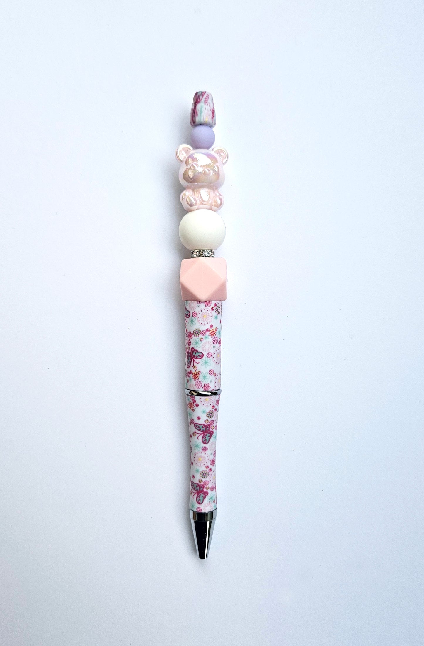 Bead pen with pink bear