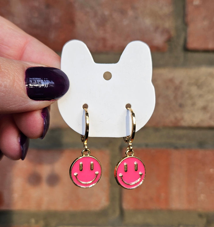 Pink smiley earrings